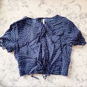 Blue polka crop top